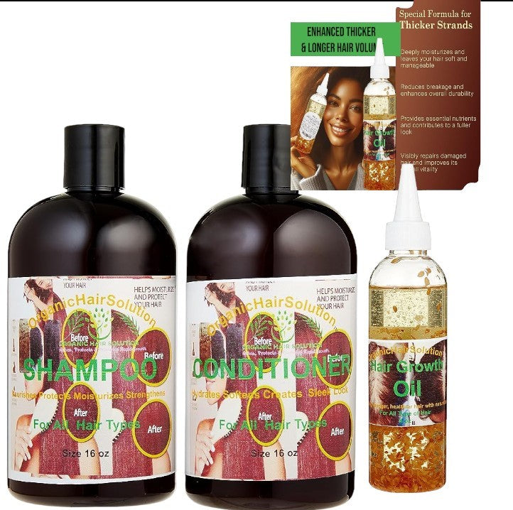 Organic HAIR GROWTH OIL-SHAMPOO-CONDITIONER For All Hair Types, All Hair types ( Pack 3 )